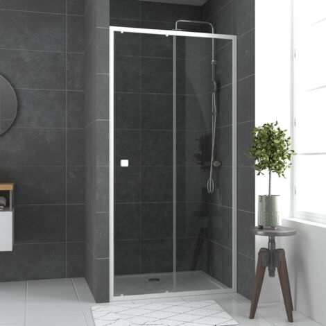 porte de douche coulissante blanc 100x185cm - extensible - whity slide 100