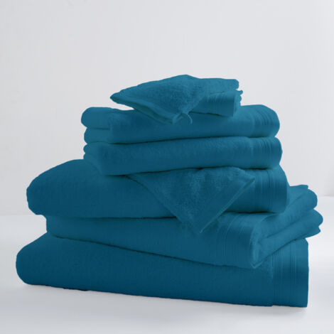 Lot de 6 Gants De Toilette Unis et Colorés Turquoise 16x21 cm