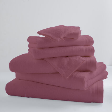 Lot de 6 Gants De Toilette Unis et Colorés Rose Clair 16x21 cm