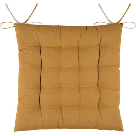 Galette de chaise bicolore Jaune Curry 40x40 cm (1/3)
