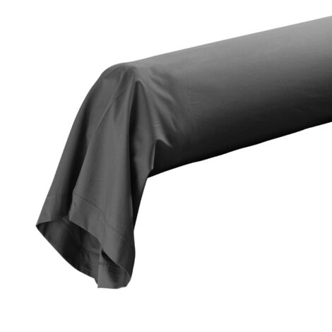 Taie de traversin percale de coton ORIGINE Gris anthracite 85x185 cm