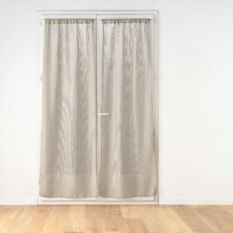 Paire de Grands Rideaux - Effet Lin Marron Brun 70x240 cm (1/3)