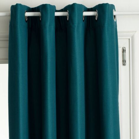 Atmosphera – Rideau thermique isolant bleu canard 140x260 cm – Verso polaire – Œillets ronds argent – Limite froid et bruit (1/5)