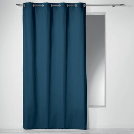 Rideau à œillets 100 % coton Panama Bleu Foncé 140x240 cm (1/7)