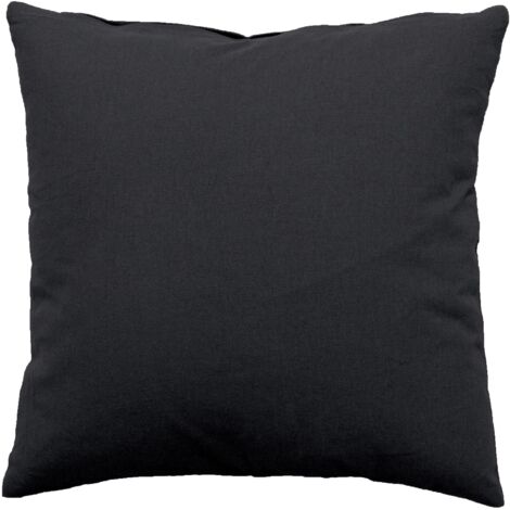 Coussin déhoussable uni en coton Gris Foncé 60x60 cm