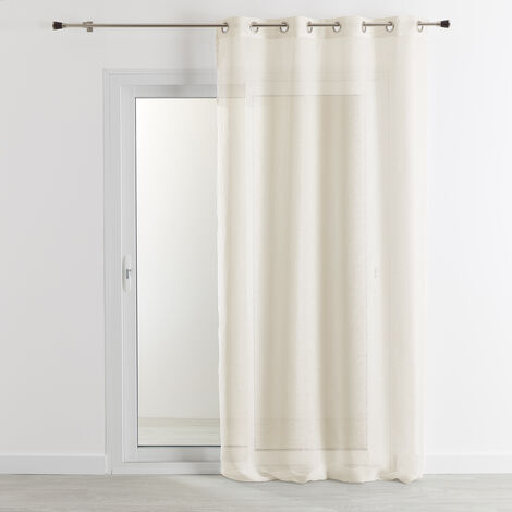 Rideau voilage 100% lin fluide Ecru 140x260 cm (1/4)