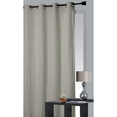 Rideau 100 % occultant et isolant aspect Velours Lin 140 x 260cm - Lin