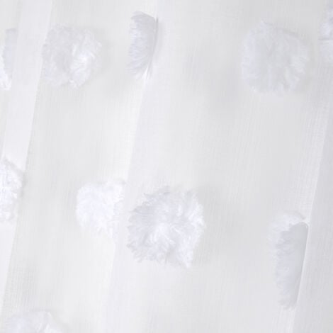 Voilage pompons brodés Blanc 140x260 cm
