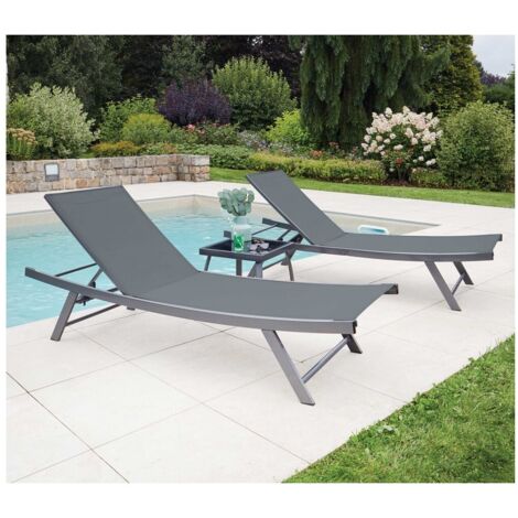 Ensemble transat de jardin et table basse en acier - gris anthracite - ARIO (1/4)