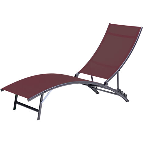Lot de 2 Bains de soleil Bahia Bordeaux 176x54.5xh 35/96 cm (1/2)