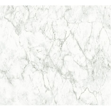 Papier peint marbre vinyle sur intissé 53cm x 10,05m – Motif gris clair et beige écru – Lessivable et brossable – Pour salons et bureaux – A.S. Creations (1/5)