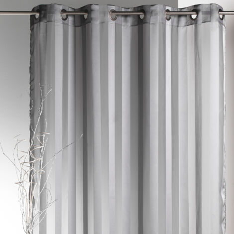 Voilage tissé à Rayures Gris clair 140x250 cm