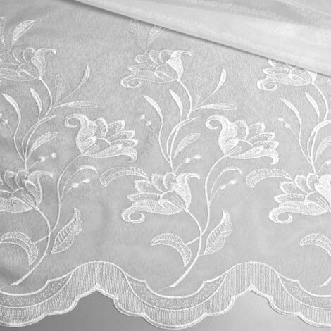 Tissu en voile sablé et festonné Blanc 290 cm