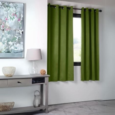 Rideau occultant uni 210gr/m2 Vert Olive 135x180 cm