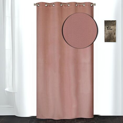 Rideau isolant thermique velours frappé Vieux rose 140x240 cm