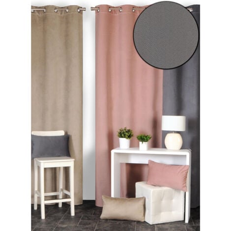 Rideau isolant thermique velours frappé Gris clair 140x240 cm