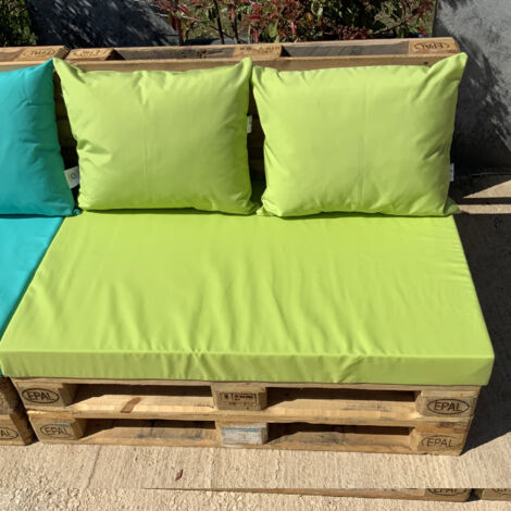 Ensemble de coussins palette en tissus téflon supérieur Vert clair 80x120x5 cm (1/3)