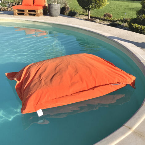 Homemaison – Coussin flottant orange 140x140 cm – 100% polyester avec enduction PVC – Housse déhoussable avec zip – Confort optimal pour extérieur (1/4)