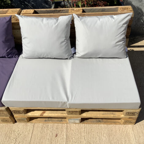 Ensemble de coussins palette en tissus téflon supérieur Gris clair 80x120x5 cm (1/3)
