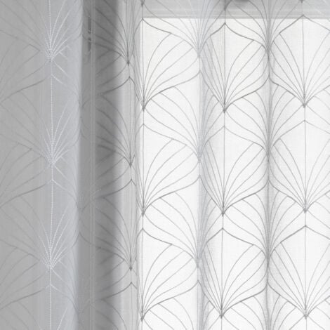 Voilage tamisant brodé Mia Gris clair 140x240 cm