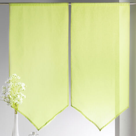 Paire de petits voilages bas en pointe Vert clair 60x130 cm