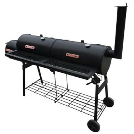 Barbecue à fumoir XL Noir 173x51x141 cm
