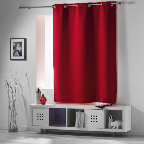 Rideau court obscurcissant 90 % adapté radiateur Rouge 135x180 cm (1/4)