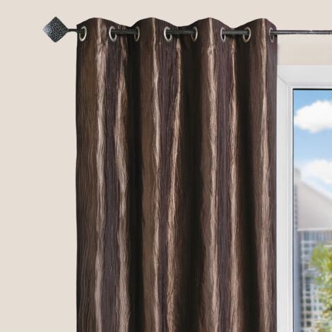 Rideau d'Ameublement en Taffetas Froissé Marron chocolat 135x260 cm