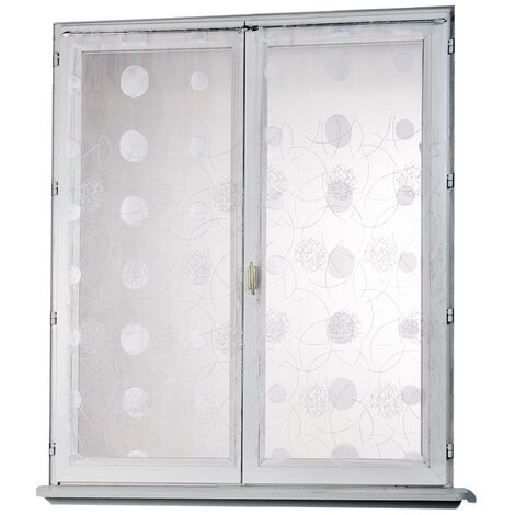 Homemaison – Voilage droit en organza brodé motifs lunaires – Dimensions 60x120 cm – 100% polyester – Ourlet passe tringle blanc