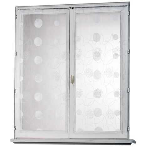 Homemaison – Voilage droit en organza brodé motifs lunaires – Blanc 80x160 cm – Ourlet passe tringle – 100% polyester pour intérieur élégant