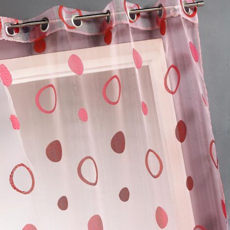 Voilage organza jacquard aux motifs cercles Rouge Orangé 140x240 cm