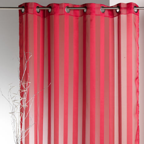 Voilage tissé à Rayures Rouge 140x250 cm
