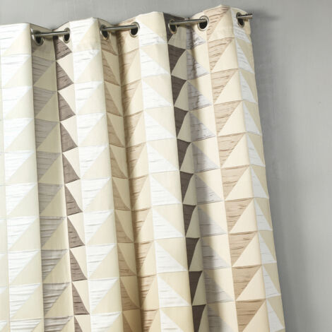 Rideau en jacquard imprimés triangulaires Beige 140x260 cm
