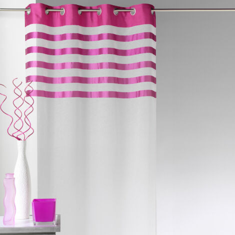 Voilage avec parement à rayures satinées Rose Clair 140x250 cm (1/2)