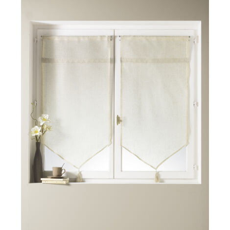 Homemaison – Paire de voilage en macramé 'coeur' 45x120cm – 80% polyester, 20% lin – Finition ourlet passe tringle – Prêt-à-poser