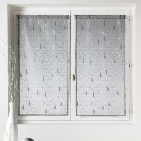 Homemaison – Paire de voilages en polyester à motifs gouttes – Dimensions 45x120 cm – Ourlet passe tringle – Prêts à poser