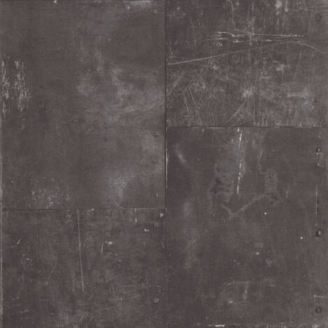 Papier Peint "Plaques de Métal Rivetées" Argent 10mx 0.53 m