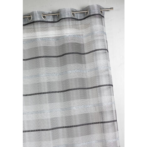 Voilage fantaisie à rayures horizontales de différentes tailles Gris clair 140x240 cm
