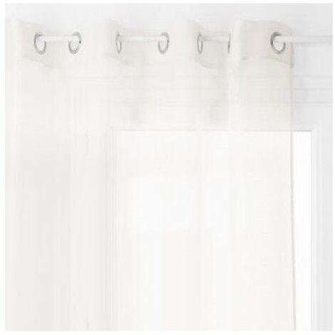 Atmosphera – Voilage 135 x 240 cm en polyester beige clair – 8 œillets ronds argent – Prêt à poser pour intérieur élégant