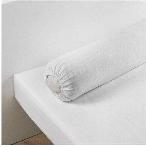 Protège traversin molleton 100% coton Blanc 45x145 cm