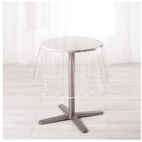 Homemaison – Nappe ronde transparente 180 cm – Ourlet coloré anthracite et taupe – Imperméable et facile à nettoyer – Pour tables rondes et ovales