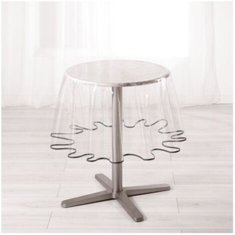 Homemaison – Nappe ronde transparente 180 cm – 100% PVC imperméable – Biais coloré anthracite – Entretien facile avec chiffon humide