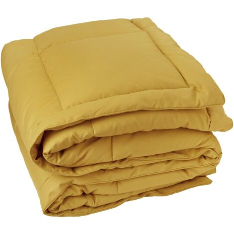 Edredon matelassé peau de pêche Oekotex Jaune Curry 140x160 cm
