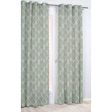 Rideau Imprime Geometrique Losanges Vert 140 X 260 Cm Vert