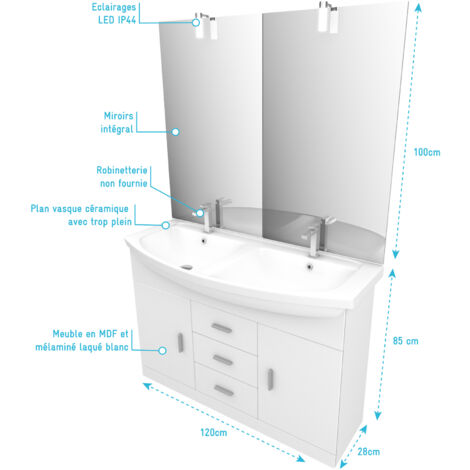 Lave mains Eco 122 Blanc 120x28x85 cm