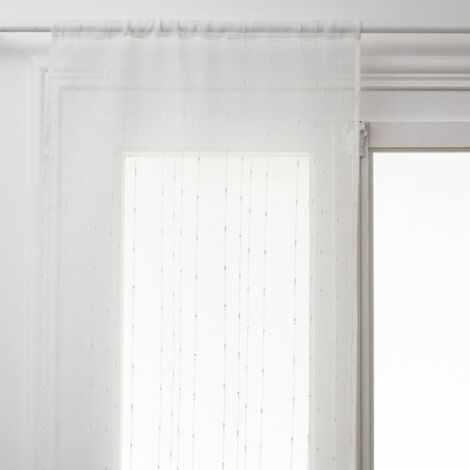Atmosphera – Paire de voilages droits 60x90 cm – 100% polyester – Fines rayures verticales – Ourlet passe tringle pour installation facile