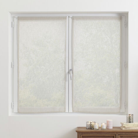 Atmosphera – Lot de 2 voilages vitrage beige 60 x 120 cm – 100% polyester – Ourlet passe tringle – Lavable en machine à 30° - LIN 60 X