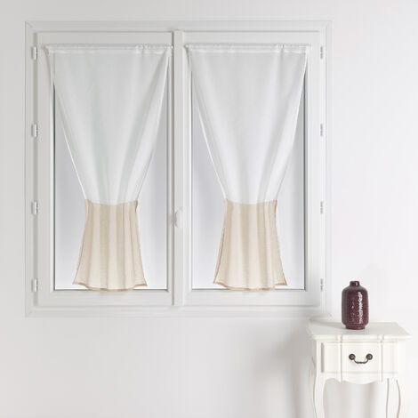 Homemaison – Paire de voilages en étamine bicolore 60x120 cm – Ourlet passe tringle – Lavable en machine à 30° – Label Oeko-Tex (1/3)