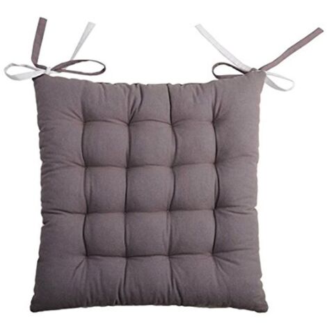 Coussin de chaise bicolore réversible en coton gris et perle (1/4)
