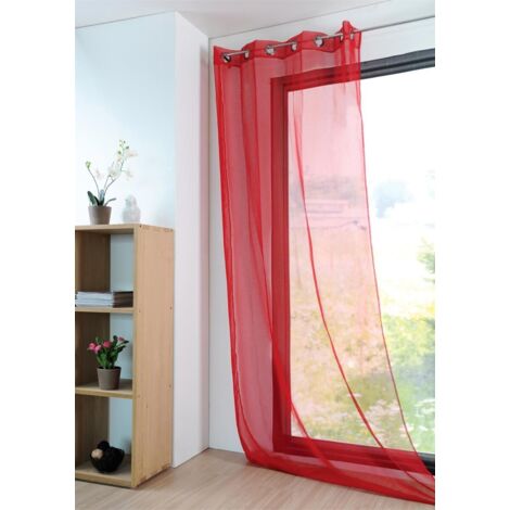 Homemaison – Voilage léger rouge 135x260 cm – 100% polyester – 8 œillets ronds – Laisse passer la lumière tout en préservant l'intimité